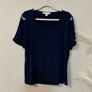 Michael Kors Navy Blouse with Cut-Out Sleeves 4
